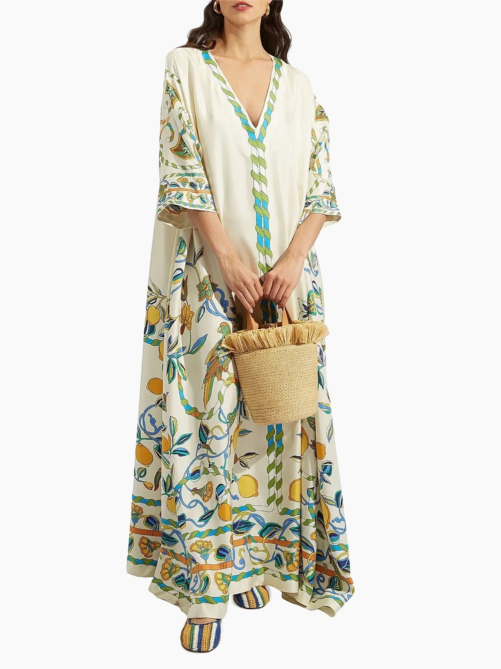 La Double J MuuMuu Dress Borboni Placed Bianco S